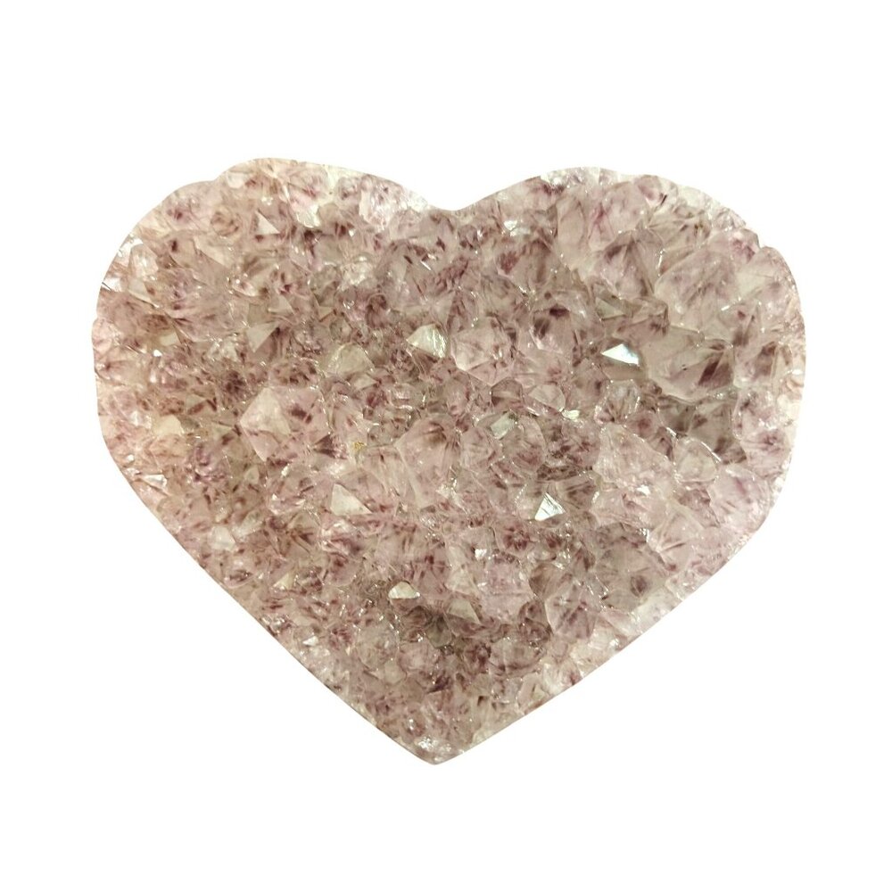 Heart Shaped Light Purple Amethyst Druzy Geode Paperweight 2 lb. Positive Energy